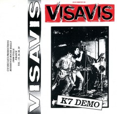 Jaquette J-card de la cassette audio démo du groupe Visavis, Déclics production, 1990.
