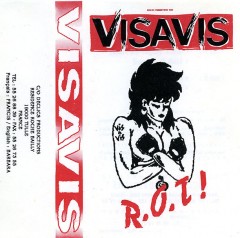 Jaquette J-card d'une cassette audio du groupe Visavis, Déclics production, 1990.